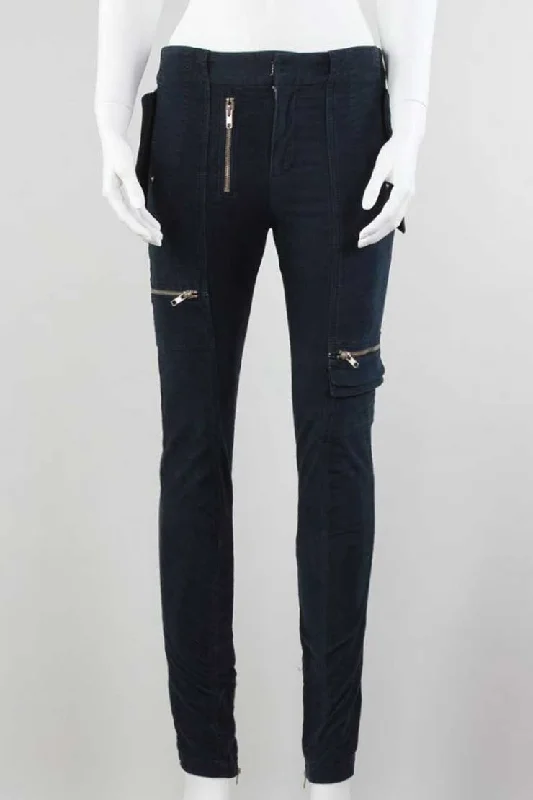 A.L.C. Blue Corduroy Straight Legs Pants Trendy Printed Pants