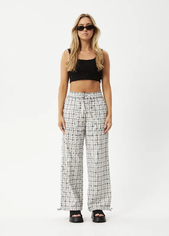 AFENDS Womens Leo - Wide Leg Pants - Black / White Comfy Cargo Trousers
