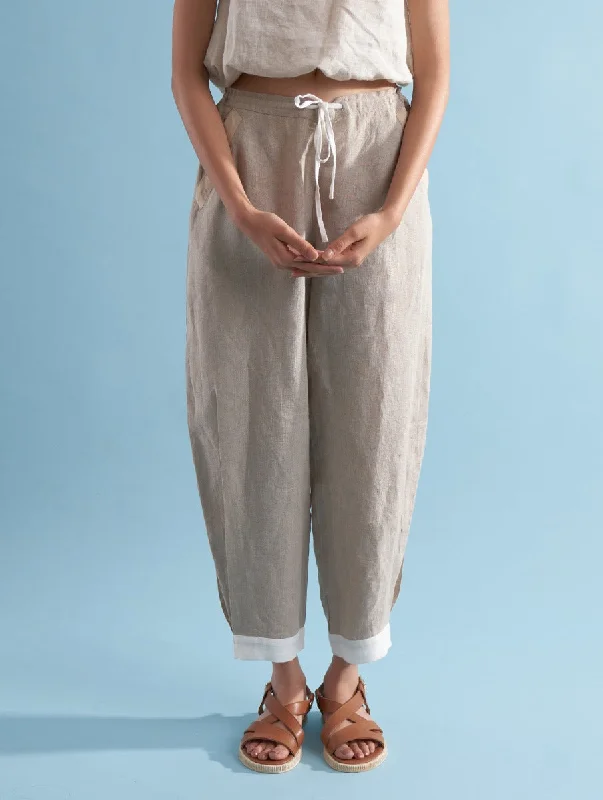 Hana Linen Pants - Dawn Fashionable Button-Up Pants
