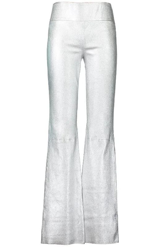 Micro Flare Pant - Silver Stylish Elastic Waist Pants