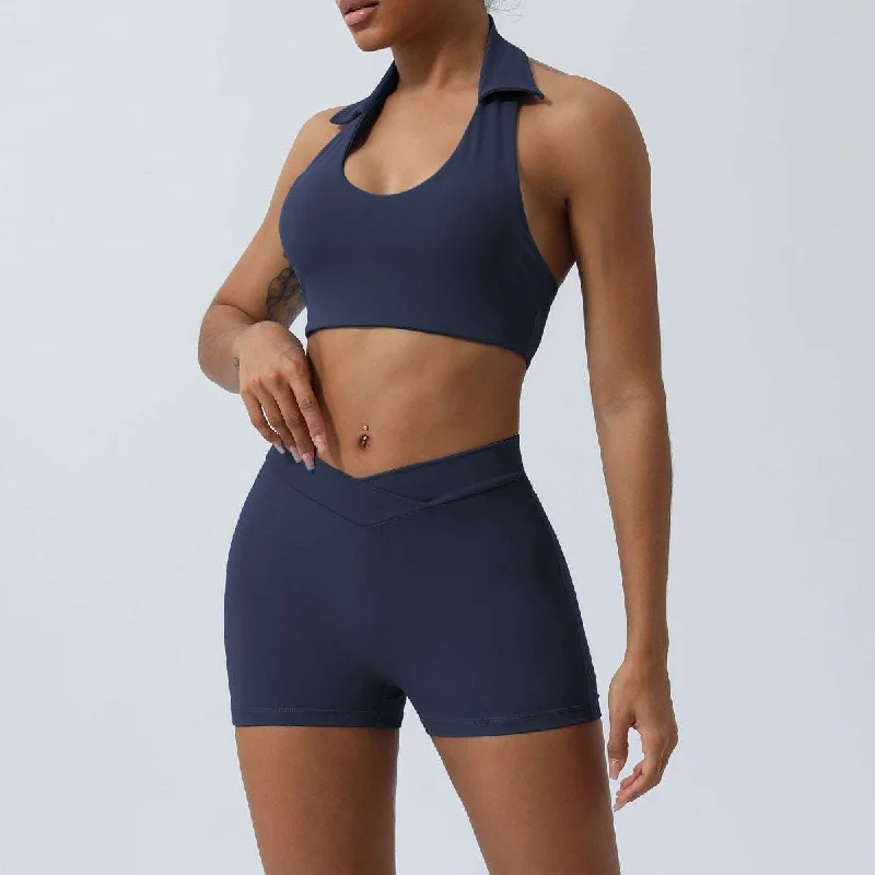 Purplish Blue Shorts Set