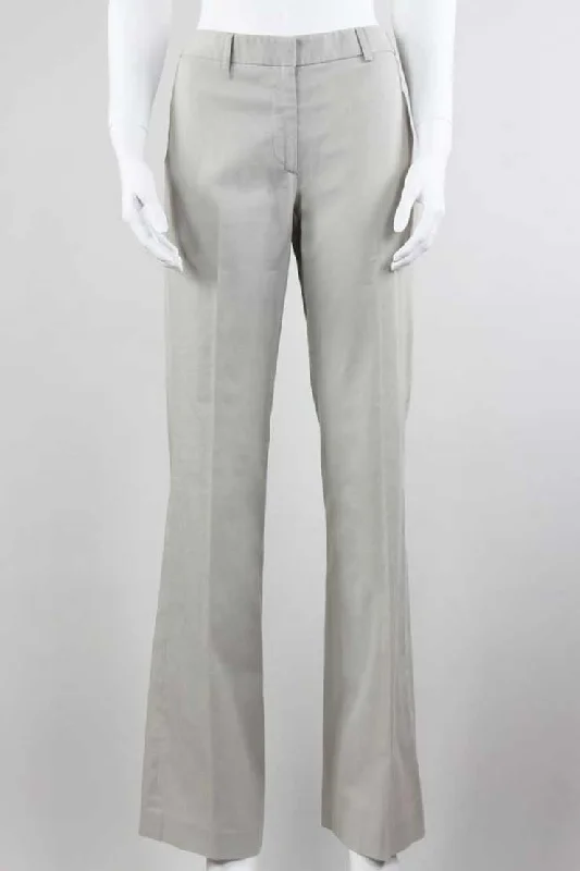 Theory Khaki Cotton Wide Legged Classic Pants Flat Front With Belt Loops Size 4 High-Waist Jeans