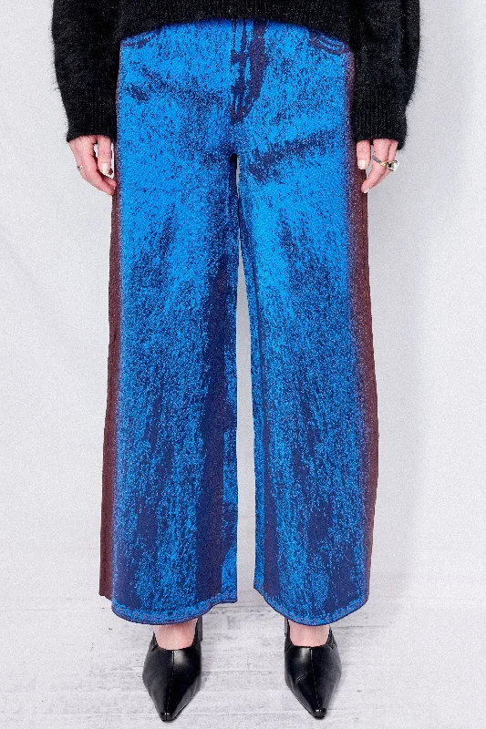 Electric Blue Zahra Wide Leg Pants Trendy Wide-Leg Pants