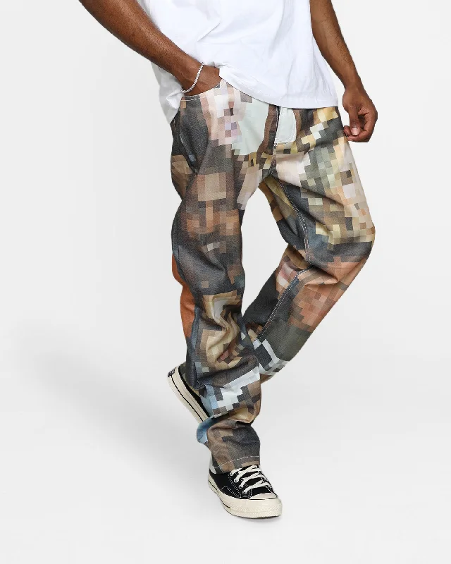 MNML V100 Pixel Denim Pants Multi Formal Slim Pants