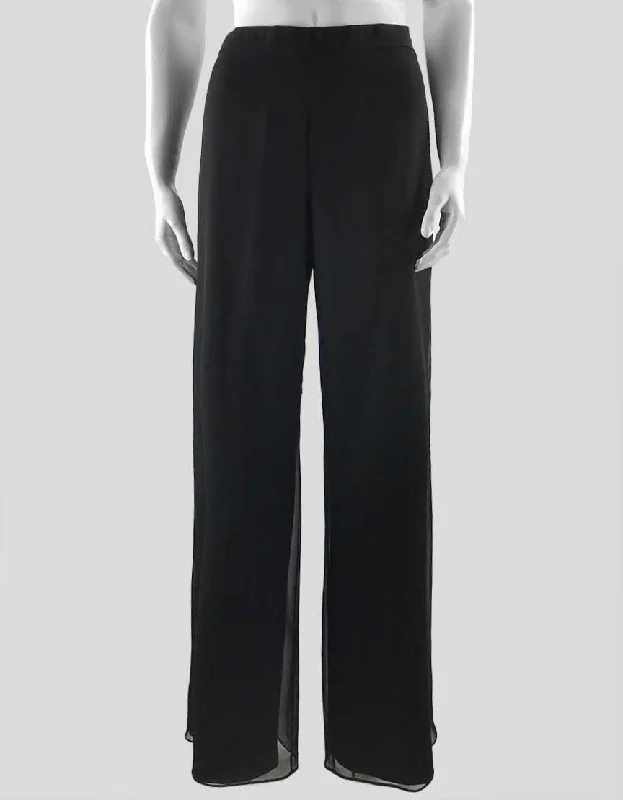 St John Black Silk Georgette Wide Leg Evening Pants Size 4 US Fashionable Jogger Pants