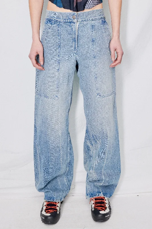 Light Wash Denim Simple Pant Casual Skinny Fit Pants