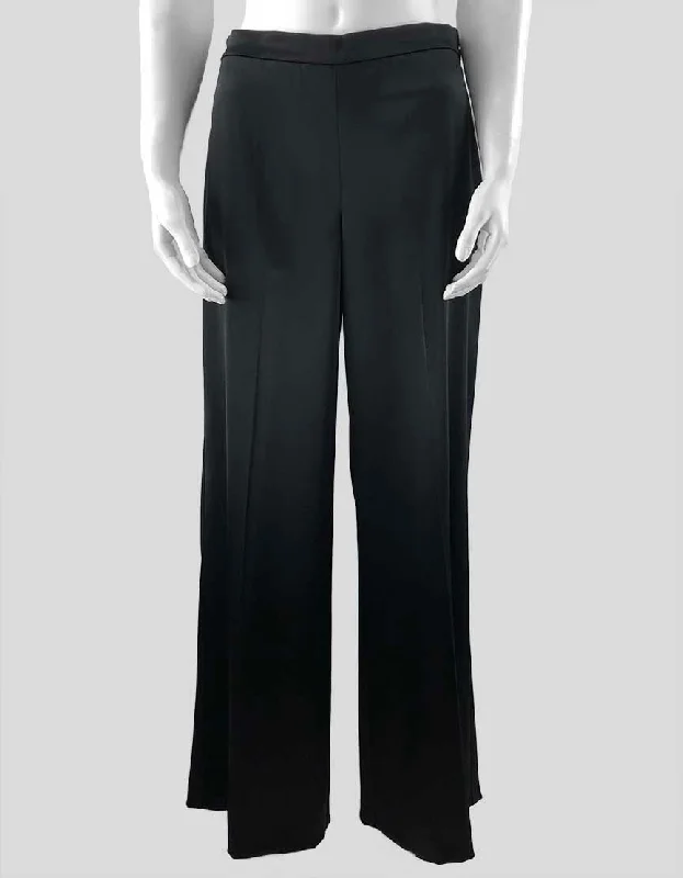 St John Black Satin Wide Leg Evening Pants Size 4 US Relaxed Fit Trousers