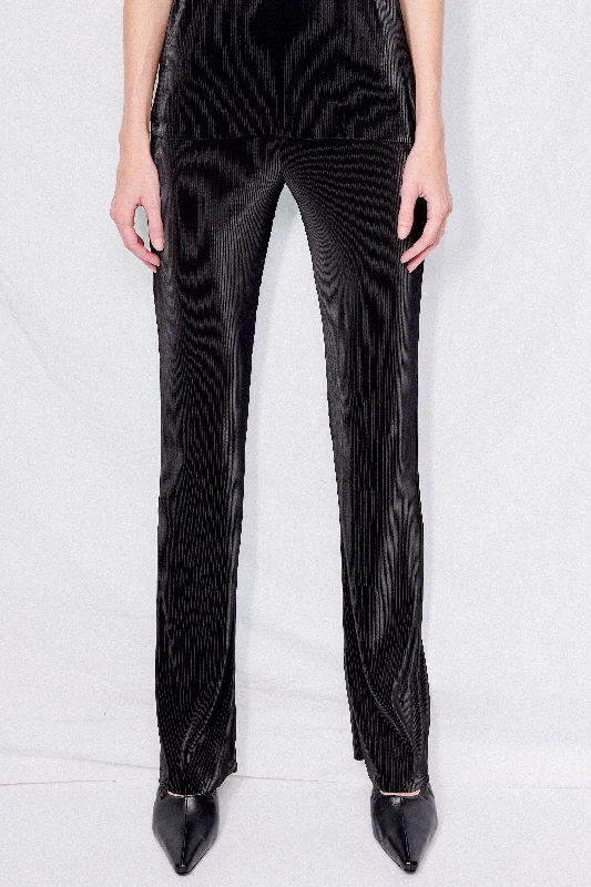 Black Micropleat Slim Pull On Pant Formal Wide-Leg Pants