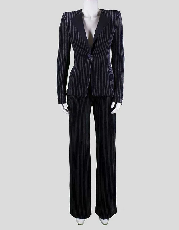 Emporio Armani Blue And Grey Striped Pant Suit Size 42 38 Stylish Casual Pants