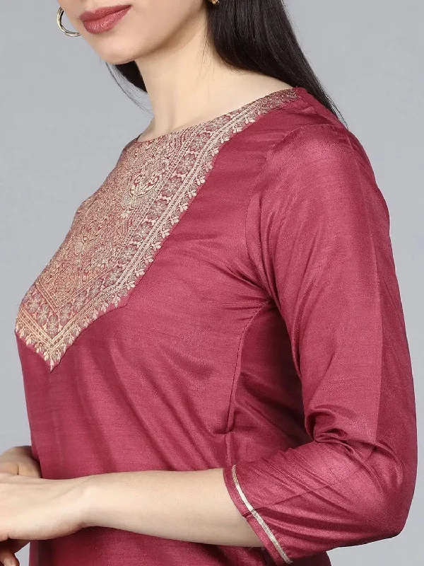 Ahika Poly Silk Printed Kurta Pant Dupatta-PKSKD1110A_S Relaxed Fit Trousers