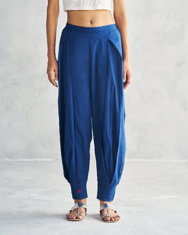 Puff Pants - Indigo High-Waist Trousers