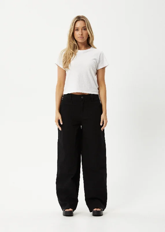 AFENDS Womens Maverick - Canvas Pants - Black Slim Fit Casual Pants