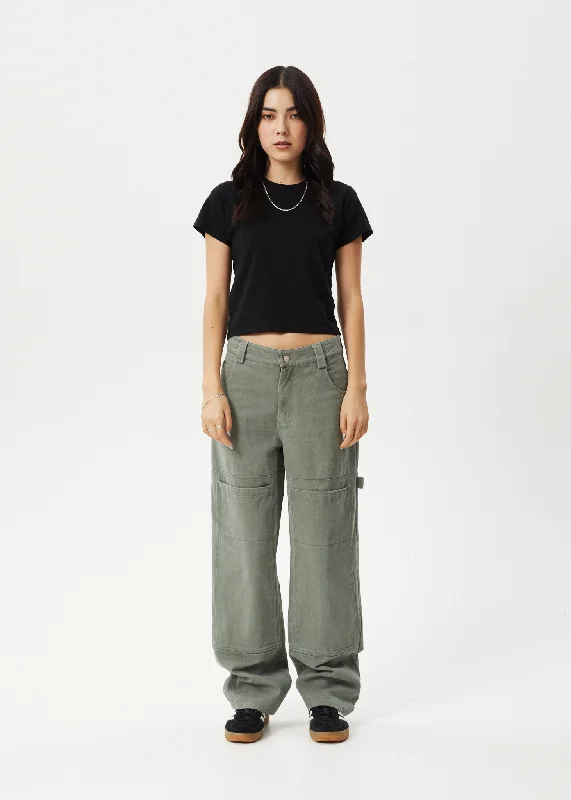 AFENDS Womens Moss - Carpenter Pants - Olive Fashionable Track Pants