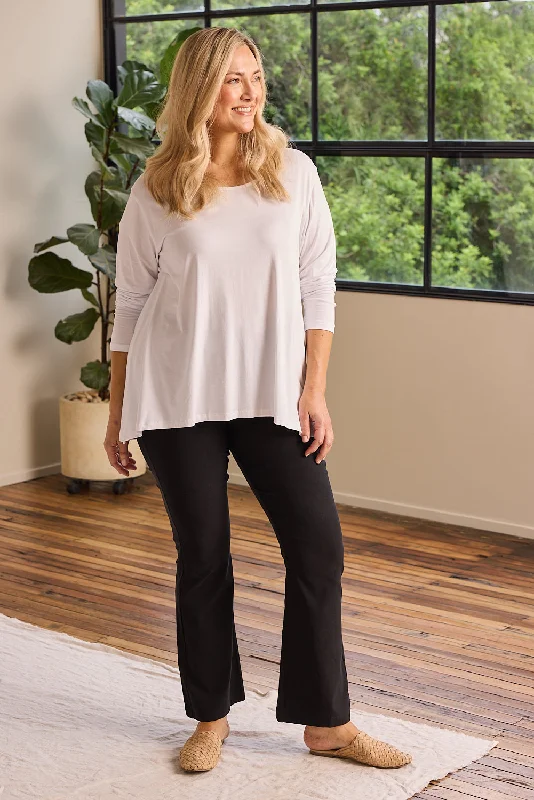 Ponte Bootleg Pant in Black Relaxed Linen Pants