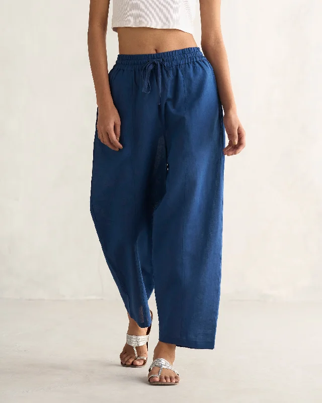 Flayer Drawstring Pants - Navy Cozy Full-Length Pants