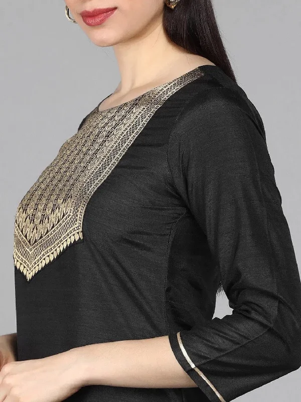 Ahika Poly Silk Printed Kurta Pant Dupatta-PKSKD1113A_XS Formal Dress Pants