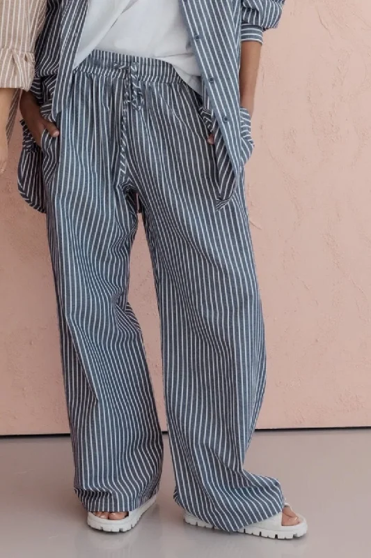 SPLINTA Pants Blue Stripe Comfy Zip-Up Pants