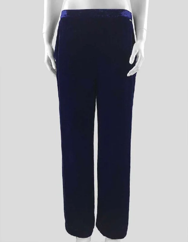 St John Navy Blue Wide Leg Pull On Velvet Evening Pants Size Small Classic Straight-Leg Pants
