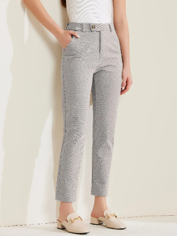 Baggy Casual Button Down High Waist Pockets Cropped Straight Pants Slim-Fit Leggings