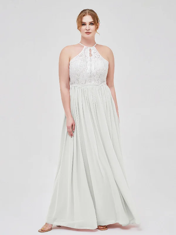 Halter Maxi Dress with Ivory Lace Bodice-Ivory Cozy Knitted Maxi Dress