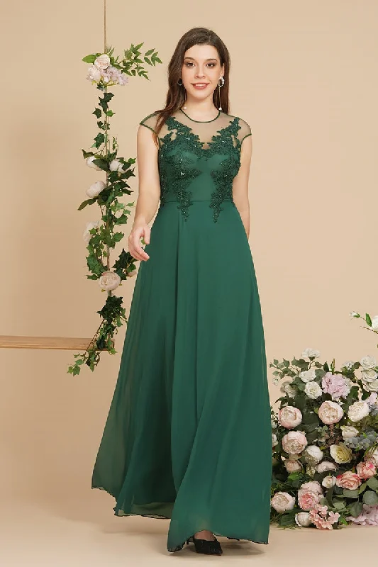 Charming Sleeveless Beadings Aline Evening Maxi Dress Cap Sleeves Bridesmaid Dress Comfortable Maxi Dress with Sleeves