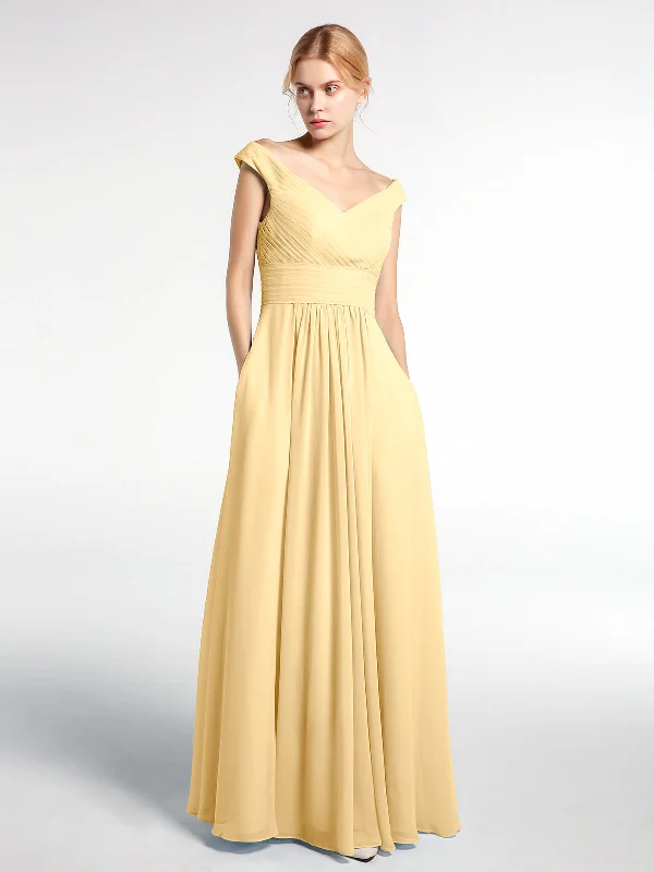 Off shoulder V-neck Maxi Dress with Pockets-Gold Cozy Wrap Maxi Dress