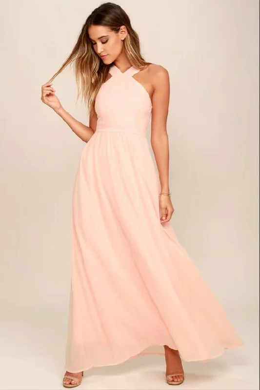 Peach Chiffon Bridesmaid Dresses Long Maxi Dress Cozy Ribbed Maxi Dress