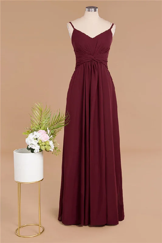 Stunning Spaghetti Straps Simple Evening Maxi Dresses Aline Chiffon Ruffle Party Gown Classic Black Maxi Dress