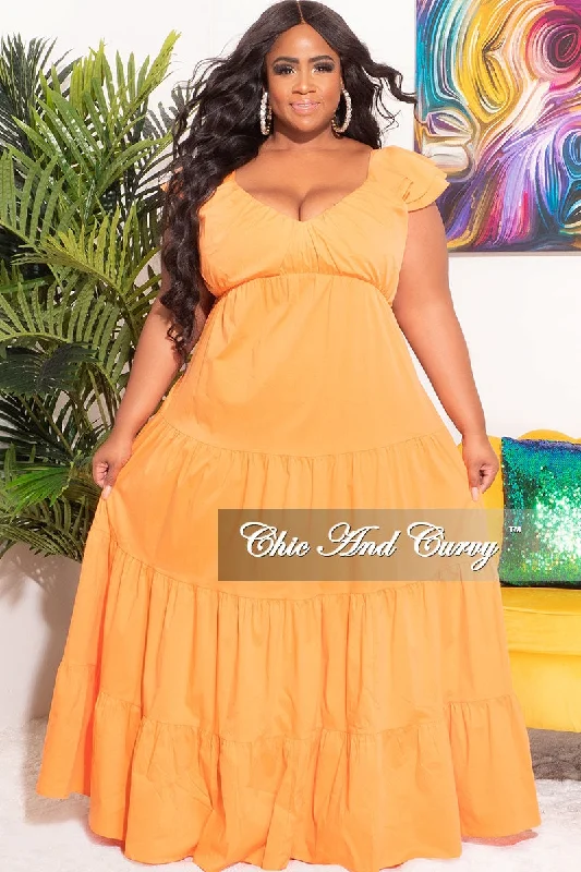 Final Sale Plus Size 3 Layered Maxi Dress in Apricot Cozy Maxi Dress with Slit