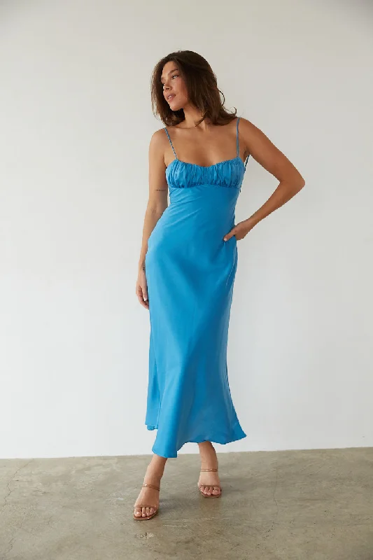 Andie Open Back Satin Maxi Dress Fashionable Maxi Dress with Fringe