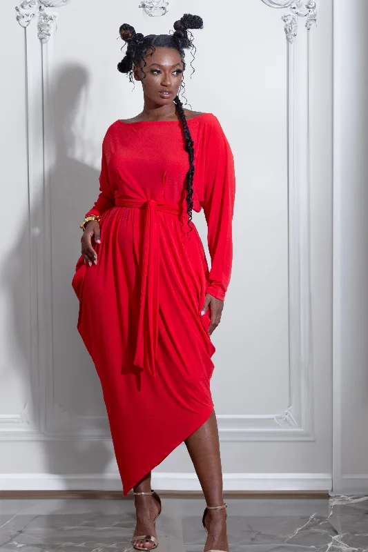 Angled Slouch Maxi Dress Comfortable Bohemian Maxi Dress