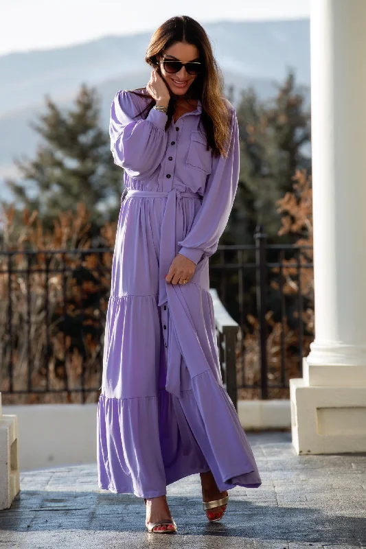 Brigitte Brianna La La Maxi Dress Cozy Ruffle Sleeve Maxi Dress
