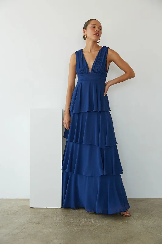 Charlene Chiffon Tiered Maxi Dress Trendy Maxi Dress with Straps