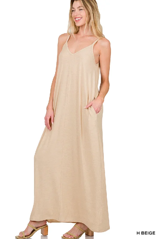 Zenana Maxi Dress - H BEIGE (Small-XL) Elegant Floral Maxi Dress