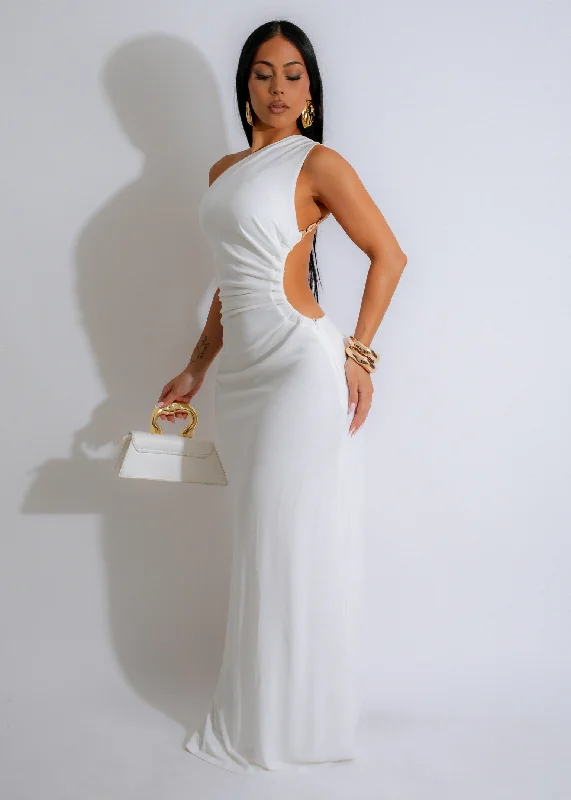 Dual Elegance Maxi Dress White Cozy Ribbed Maxi Dress