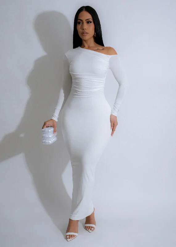Effortless Elegance Ruched Maxi Dress White Cozy Wrap Maxi Dress