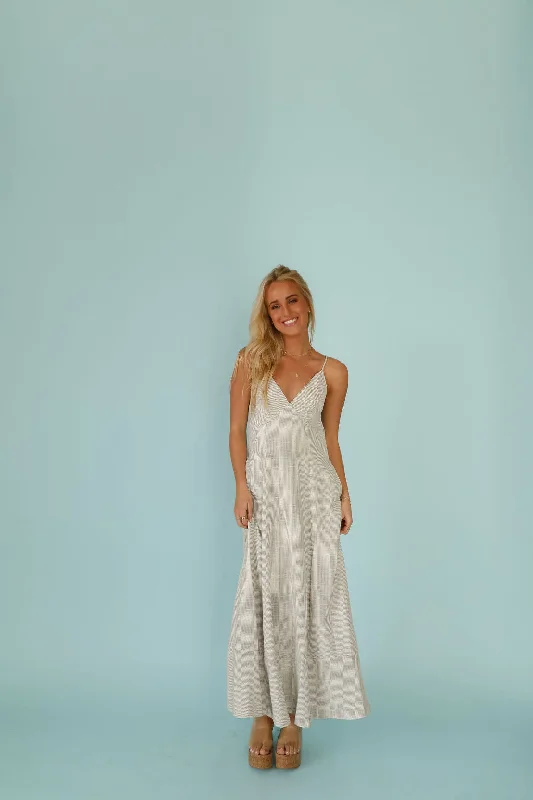 Ella Blue Maxi Dress - Stripe Fashionable Layered Maxi Dress