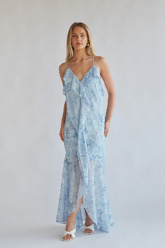 Ellery Floral Ruffle Maxi Dress Cozy Knit Maxi Dress