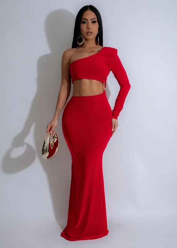 Ember Flow Maxi Dress Red Chic Boho Print Maxi Dress