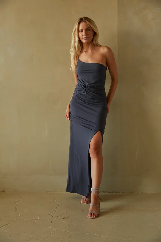 Felicia One Shoulder Twist Front Maxi Dress Classic V-Neck Maxi Dress