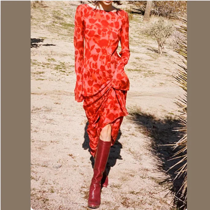 Floral Zebra Print Long Sleeve Maxi Dress Chic Sleeveless Maxi Dress