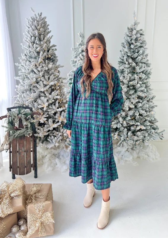 Holiday Toast Maxi Dress - Green Classic V-Neck Maxi Dress