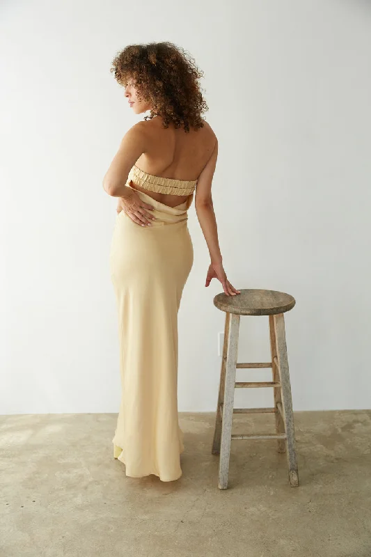 Jayla Strapless Open Back Maxi Dress Fashionable Sheer Maxi Dress