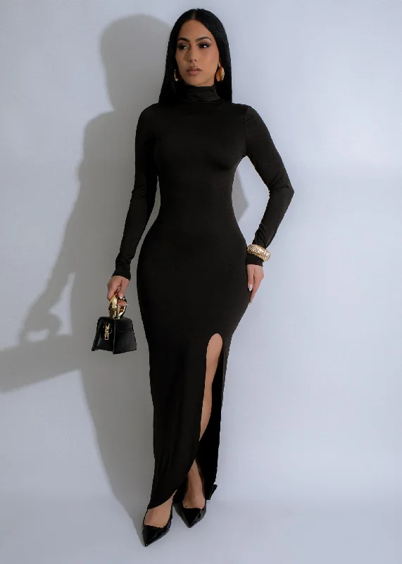 Keeping Secrets Maxi Dress Black Fashionable Asymmetrical Maxi Dress