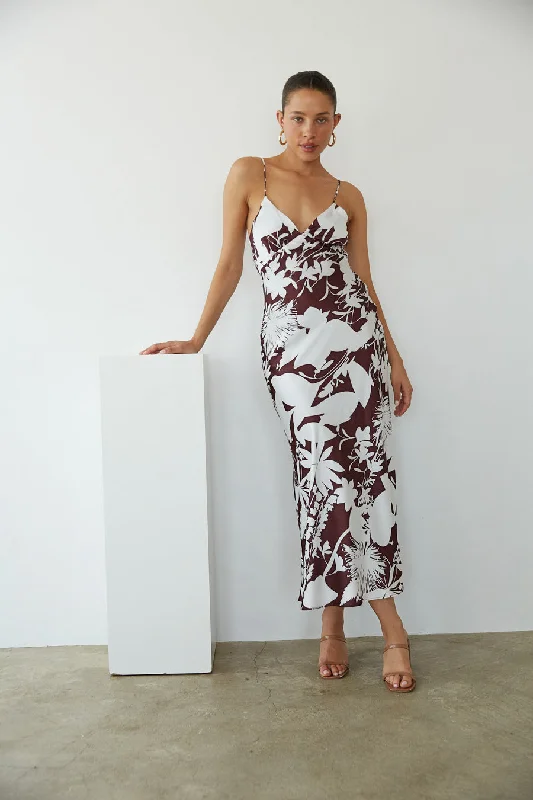Leyla Floral Satin Maxi Dress Trendy Printed Maxi Dress