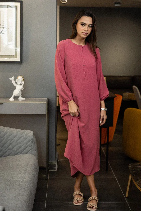 PASTEL ROSE MAE MAXI DRESS Cozy Ribbed Maxi Dress