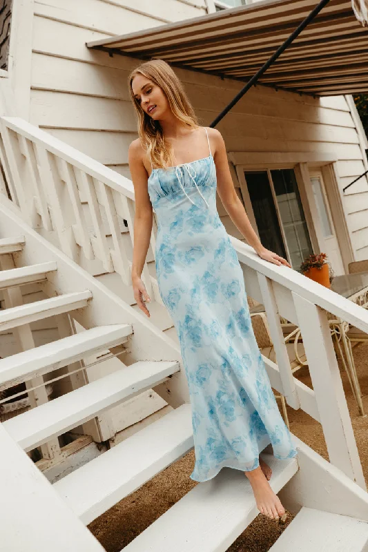 Miranda Watercolor Floral Maxi Dress Trendy Maxi Dress with Straps