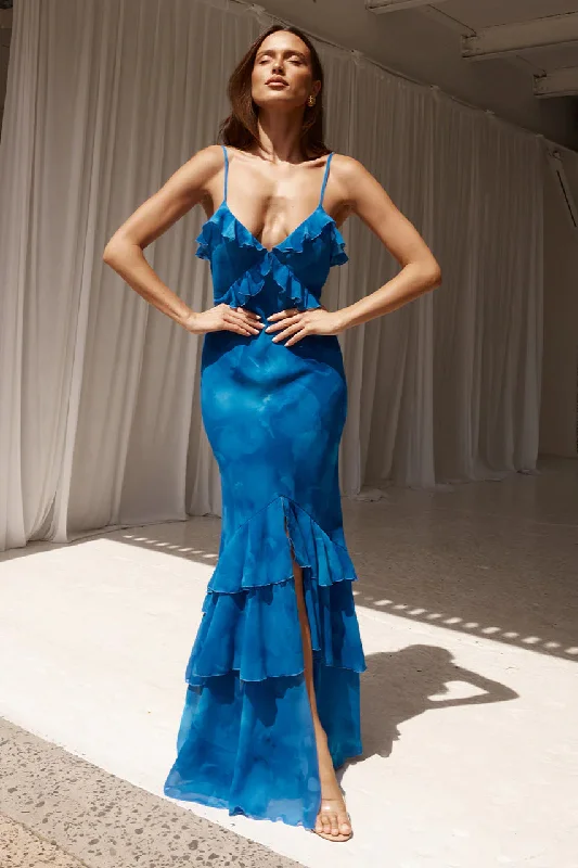 Namari Ruffle Mermaid Maxi Dress Elegant Boho Maxi Dress