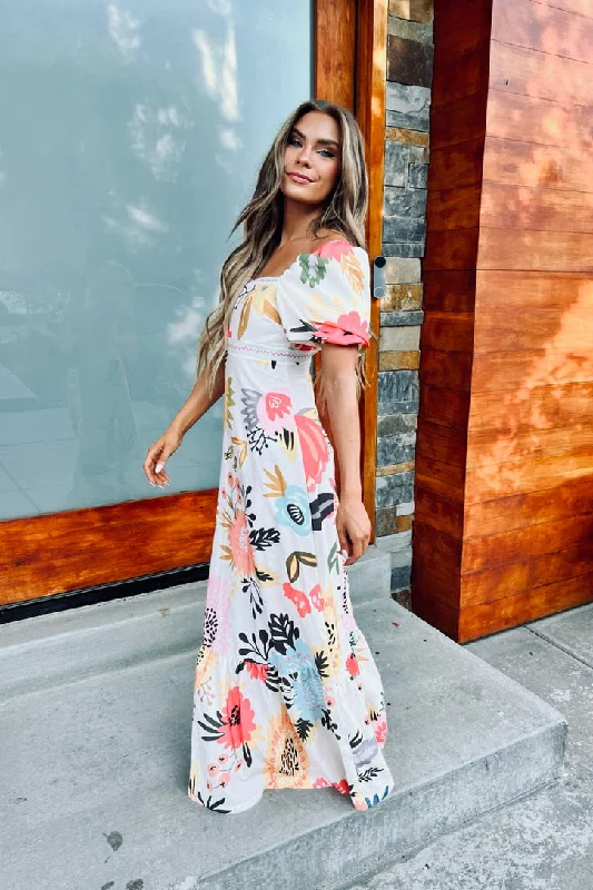 Paradise Cove Floral Maxi Dress Comfortable Satin Maxi Dress