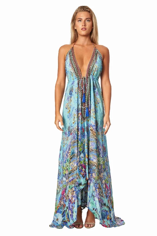 Poppy Garden Convertible 3 Way Maxi Dress Wholesale Casual Maxi Dress with Pockets